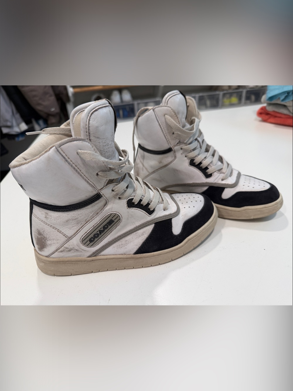 Coach Women's High-Top Sneakers in White and Black